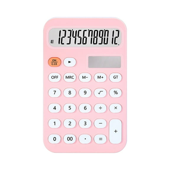 Nkmbld Handheld Calculator Basic Calculators Large Screen 12 Digit Calculator Portable Office Calculator Super Long Standby with Solar Charging, Pink