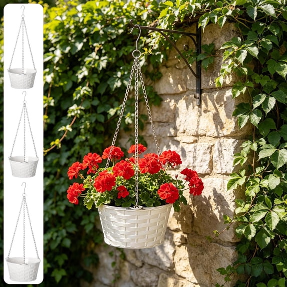 Nkmbld Hanging Flower Pots for Outside, Heavy Duty Empty Hanging Planter Pots with Chain for Indoor Outdoor Home Garden Porch Balcony Patio Decor