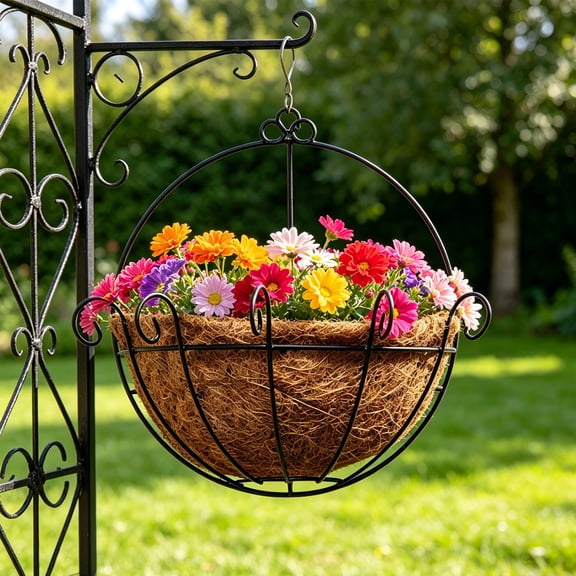 Nkmbld Hanging Planter Pots for Outside, Wall Mounted Plant Pots Container with Coco Coir Liner for Window Porch Patio Garden Yard Decor