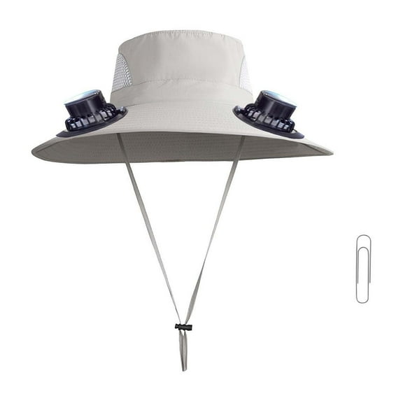 Nkmbld Hat with Fan Wide Solar Fan Outdoor Fishing Hat Men Sun Hat with Solar Fan Fishing Hats 3 Speed Adjustable Fan Hat, White