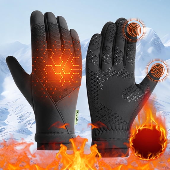 Nkmbld Heated Gloves for Men Women, Waterproof Warm Gloves with Touch Screen Fingers Thermal Glove Riding Cycling Driving Windproof