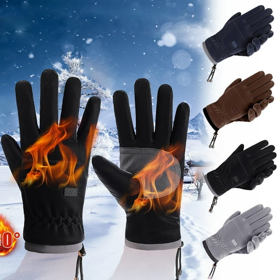 Nkmbld Heated Gloves for Men Women, Windproof Warm Gloves with Touch Screen Fingers Thermal Glove for Running Riding Cycling Driving, Brown