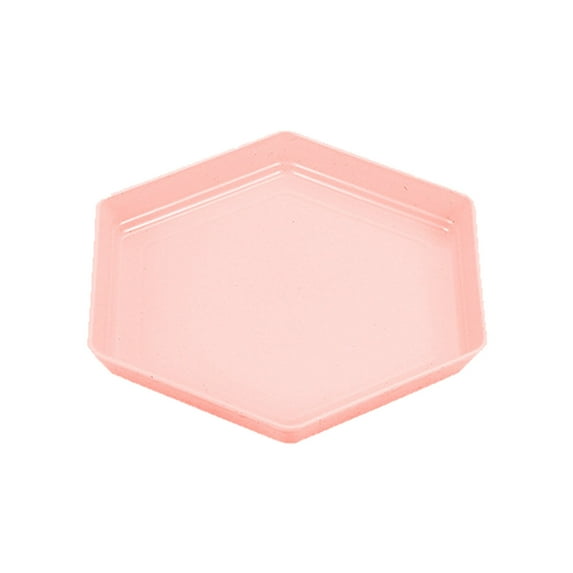 Nkmbld Hexagonal Dessert Plates Unbreakable Dinner Plates Dishwasher Microwave Safe Reusable Lightweight Salad Plate for Fruits, Snack, Pasta, Cake, Dessert, Pink