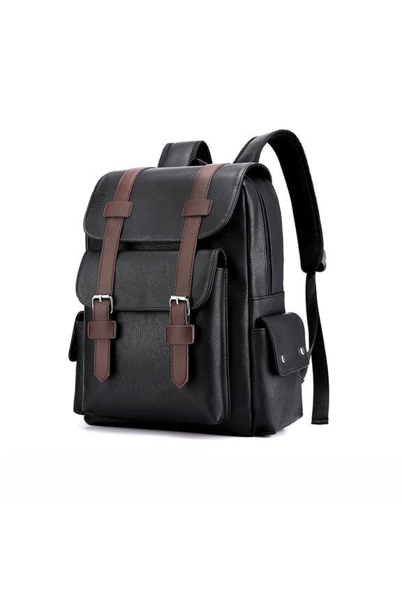 Hiking Backpack Leather Laptop Backpack for Men, Work Business Travel Office Backpack for Work, Camping, Office, Gym, Black