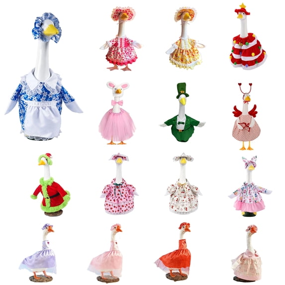 Nkmbld Holiday Goose Clothes Set for Halloween Fall Christmas Patio Lawn Yard Decor 2Pcs Lovely Garden Statue for Statue Patio Lawn Garden Decoration