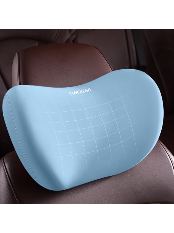 Hotel Quality Fluffy Bed Pillow Super Soft Car Headrest Pillow Foam Car Neck Pillow with Breathable Removable Cover Ergonomic Design Travel Pillow, Standard Queen, Blue