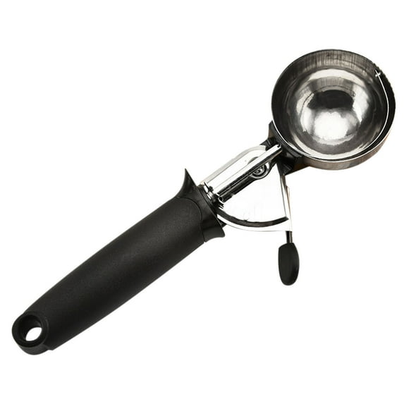 Nkmbld Ice Cream Scooper with Comfortable Non-Slip Handle, Easy Release Metal Ice Cream Kitchen Tool for Cookie Dough, Dishwasher Safe, Black