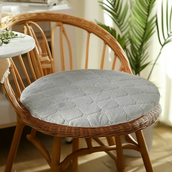 Nkmbld Indoor Chair Cushions for Dining Chairs, Round Plushs Cushion Tatami Seat Cushion Fart Cushion for Backyard, Couch, Sofa and Patio Furniture, Gray