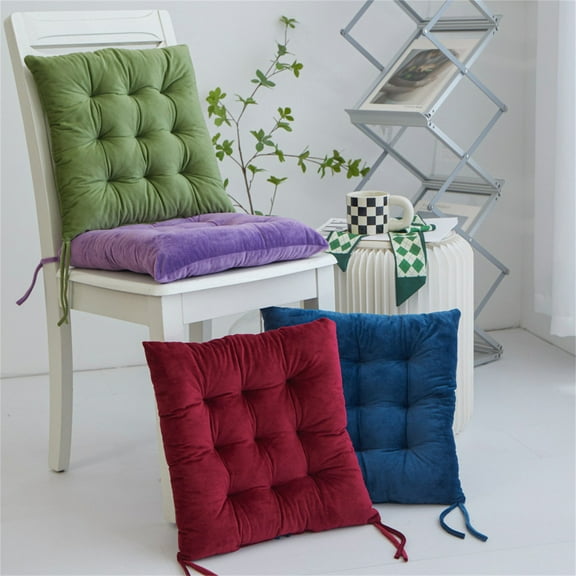 Nkmbld Indoor Chair Cushions for Dining Chairs, Solid Color Thickened Velvet Chair Pads with Ties, Chair Cushions for Kitchen,Bar,Patio Chairs