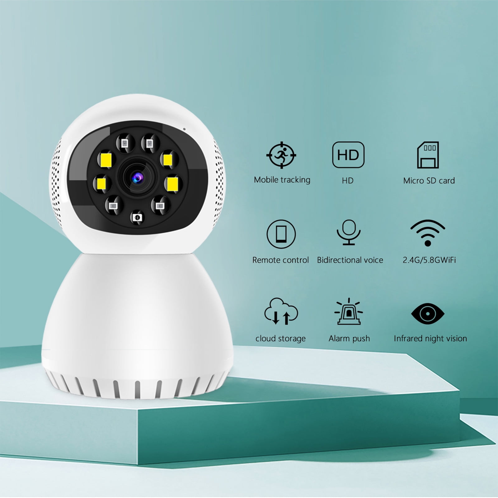 Nkmbld Indoor/Outdoor Security Camera Weatherproof Motion Detection, Remote Access, Home Security, Cloud & Card Storage, White