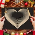 thumbnail image 1 of Nkmbld Kitchen Placemats Gold and Black Heart-Patterned Textured Print Place Mats Non-Slip Stain Resistant Kitchen Table Mats Easy to Clean, 1 of 6