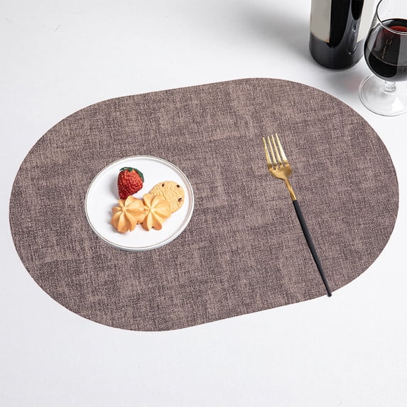 Nkmbld Kitchen Placemats Oval Cloth Grain Leather Placemats Heat Resistant Washable Table Mats for Kitchen Dining Party Natural Table Decor