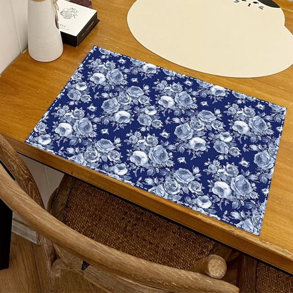Nkmbld Kitchen Table Mats Blue and White Porcelain Pattern Dining Table Placemats Farmhouse Table Mats Party Kitchen Dining Decoration