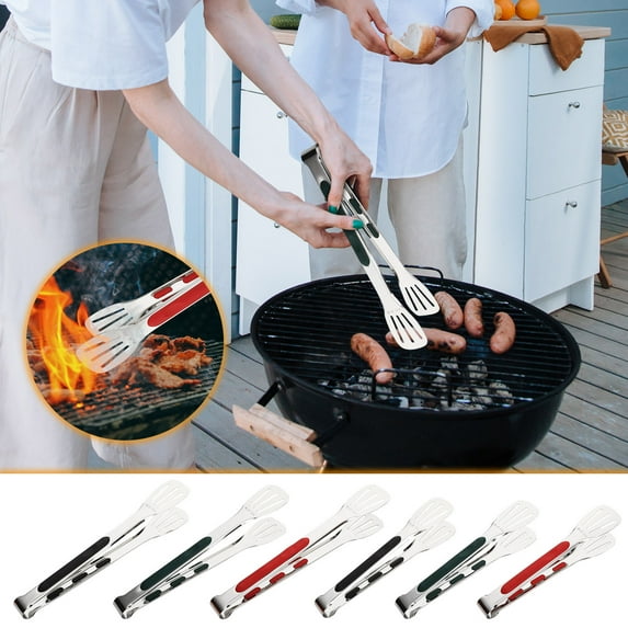 Nkmbld Kitchen Tongs 9-inch Stainless Steel Food Clip, Bread Clip, Barbecue Clip, Baking Supplies, Barbecue Tool, Black