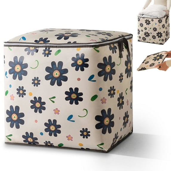 Nkmbld Large Capacity Clothes Storage Bag with Reinforced Handle Thick Fabric Moving Bags for Clothes, Bedding, Comforter, Toys, Pillow & Blanket