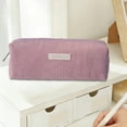 thumbnail image 1 of Nkmbld Large Capacity Pencil Case Portable Corduroy Pencil Pouch with Zipper, Cute Wide Opening Pencil Bag for Boys Girls, Purple, 1 of 8