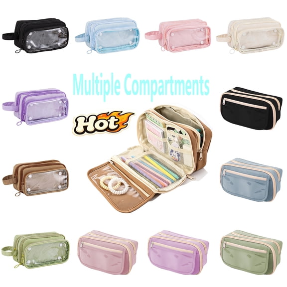 Nkmbld Large Capacity Pencil Case, Soft Pencil Pouch with Zipper, Multiple Pockets, Large Pencil Bag with 4 Compartments, Cute Pencil Case Pouch Organizer