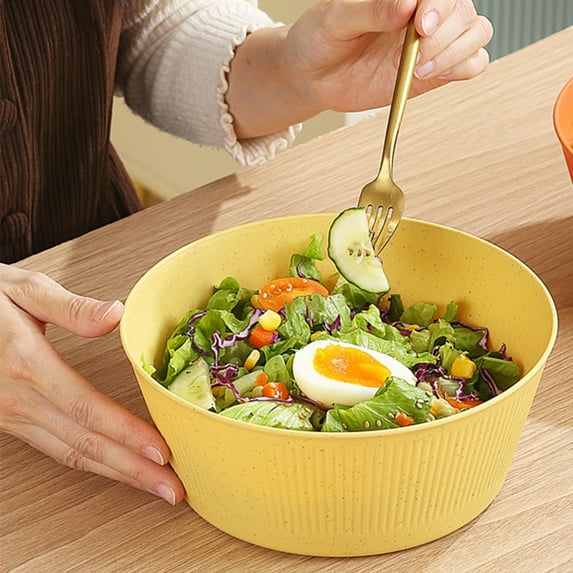 Nkmbld Large Capacity Ramen Bowl, Reusable Plastic Bowls for Oatmeal, Fruit, Salad and Rice Bowl - Dishwasher & Microwave Safe, Yellow