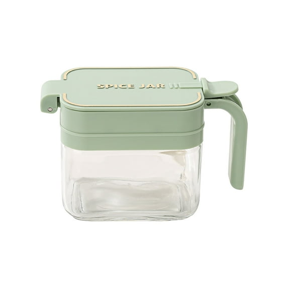 Nkmbld Large Capacity Spice Storage Containers Kitchen Transparent Seasoning Jar Sealed Proof Quantitative Condiment Jar for Keeping Sugar,Salts,Pepper Powder, Green