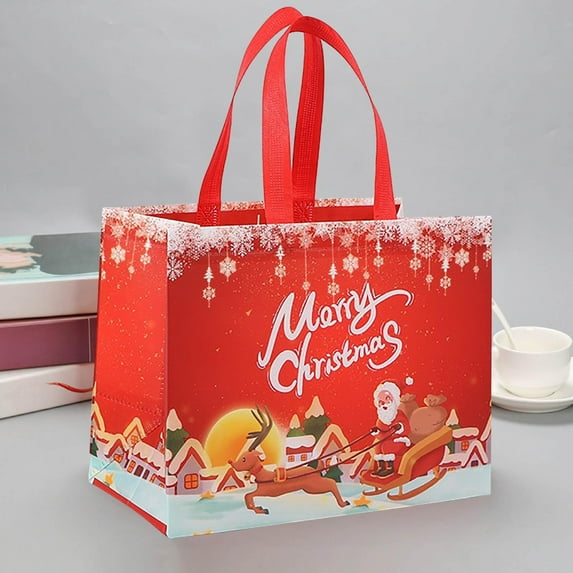 Nkmbld Large Christmas Gift Bags, Christmas Tote Bags with Handles, Reusable Grocery Bags Multipurpose Non-woven Large Shopping Bags