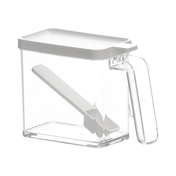 Nkmbld Large Opening Spice Storage Containers with Spoon Kitchen Transparent Seasoning Jar Sealed Proof Quantitative Condiment Jar, White