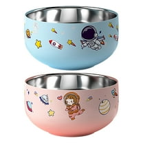 Nkmbld Large Ramen Bowl Stainless Steel Instant Noodle Bowl Double Layer Heat Insulation Anti-Scald Bowl for Oatmeal, Fruit,Salad and Rice Bowl, Pink