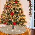 thumbnail image 1 of Nkmbld Large Vintage Christmas Tree Skirt with Sequin, Christmas Decorations Holiday Seasonal Tree Mat for Xmas Holiday Party Ornaments Decorations Supplies, Gold, 1 of 8