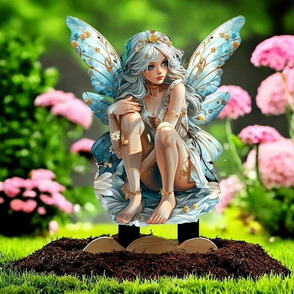 Nkmbld Lawn Ornaments, Lawn Statues Garden Decoration Ground Plug Outdoor Potted Decoration Ground Plug