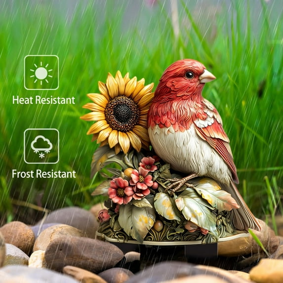 Nkmbld Lawn Ornaments and Statues , Red Bird Sunflower Acrylic Floor Insertion, Housewarming Ornament for Patio, Lawn, Yard, Pathway