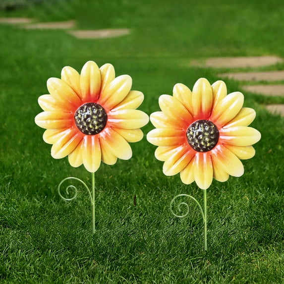 Nkmbld Lawn Statues Floral Garden Stake Iron Art Ornament Sunflower Insert Decor for Garden Yard Patio and Courtyard Saving Gardening Accessory for Outdoor Spaces Present for Any
