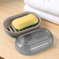 thumbnail image 1 of Nkmbld Leakproof Soap Container with Lid, Soap Box Macaron Color Bathroom Supplies Soap Dish for Traveling, Camping, Gym, Bathroom, Gray, 1 of 8