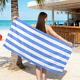 thumbnail image 1 of Nkmbld Lightweight Beach Towel, Soft Plush Stripe Beach Blanket for Mens Women, Sand Free Quick Dry Absorbent Thin Compact Pool Towels for Swimming Pool, 1 of 8