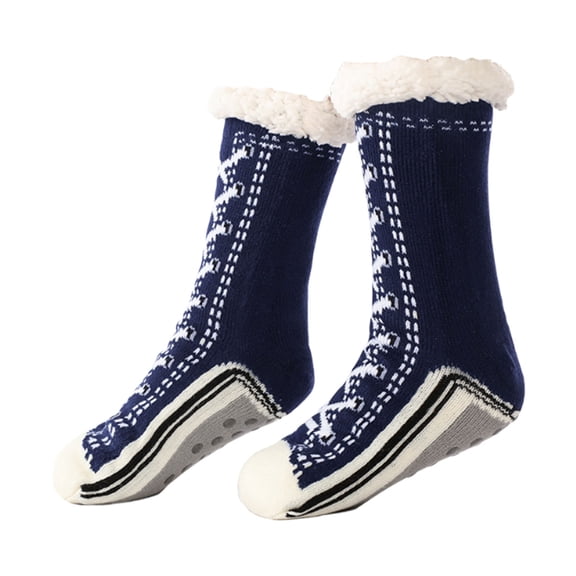 Nkmbld Lined Slipper Socks for Women Men, Non-Slip Thermal Winter House Floor Socks, Soft Fuzzy Fleece Socks, Winter Gifts for Valentine's Day, Birthday