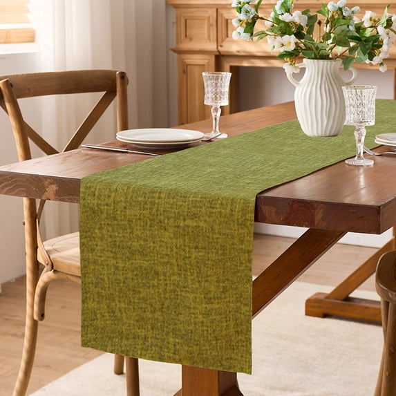 Nkmbld Linen Long Table Runner, Boho Rustic Solid Decorative Runner Table Cloth Farmhouse Style Kitchen Table Decoration Holiday Party Dinning Decor