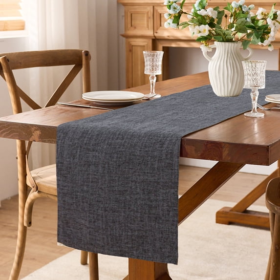 Nkmbld Linen Long Table Runner, Boho Rustic Solid Decorative Runner Table Cloth Farmhouse Style Kitchen Table Decoration Holiday Party Dinning Decor