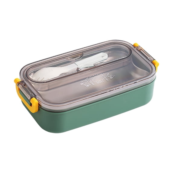 Nkmbld Lunch Box Containers, Double Layer Leak-Proof Lunchbox, Large Capacity Food Storage Containers with Lids, Microwave & Dishwasher Safe, Green