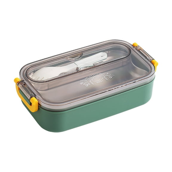 Nkmbld Lunch Box Containers, Double Layer Leak-Proof Lunchbox, Large Capacity Food Storage Containers with Lids, Microwave & Dishwasher Safe, Green