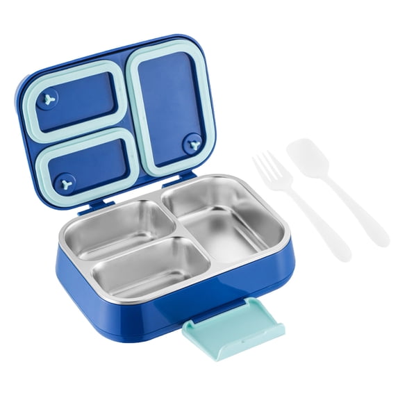 Nkmbld Lunch Box Containers, Stainless Steel Lunch Box with Three Compartments, Leak-Proof Lunchbox, All-in-One Food Storage Containers, Microwave Safe
