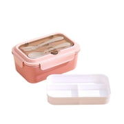 Nkmbld Lunch Box for Men, Double Layered Lunchbox with Fork Spoon, Large Capacity Bento Box Reusable Lunch Food Containers with Lids, Microwave Safe
