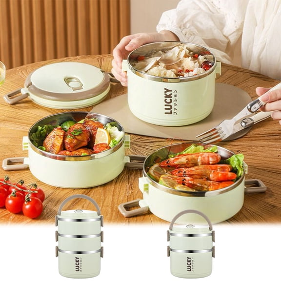 Nkmbld Lunch Box for Men, Stainless Steel Bento Box Fresh-Keeping Box Sealed Insulation Lunch Food Containers, Leak-Proof Lunchbox for Work, White