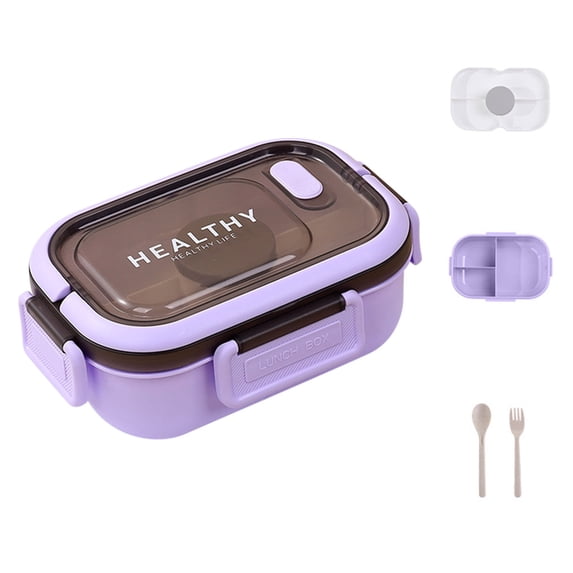 Nkmbld Lunch Box for Women, Portable Plastic Food Storage Containers with Lids, Leak-Proof Lunchbox for Work, BPA-Free, Microwave Safe, Purple