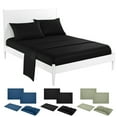 thumbnail image 1 of Nkmbld Luxury Soft Four Piece Fitted Sheet Set Bed Sheet Home Textile Solid Color Imitation Satin, Full/Queen, Black, 1 of 7