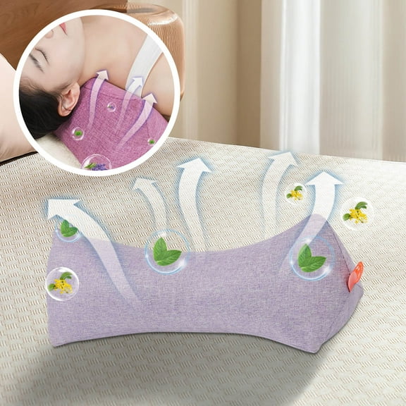 Nkmbld Memory Foam Pillows All Buckwheat Shells Shaped Cervical Pillow Household Adult Lumbar Pillow Nap Pillow Buckwheat Pillow, Queen Size, Purple