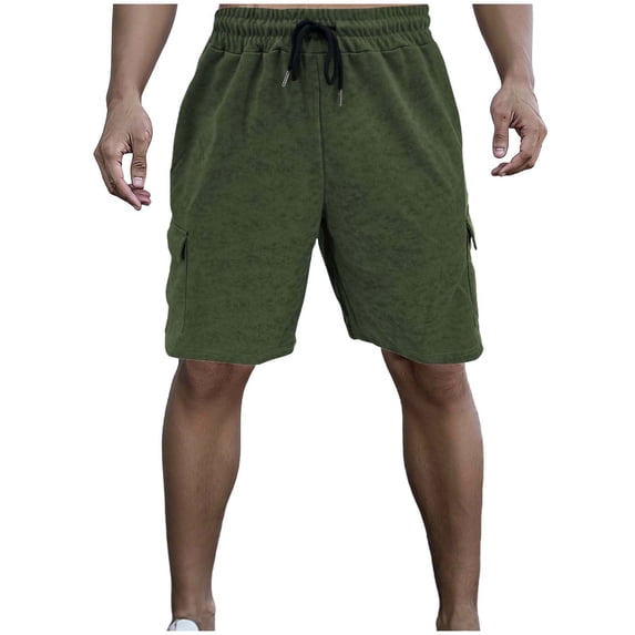 Nkmbld Men's Cargo Shorts Casual Classic Stretch Waist Drawstring Outdoor Work Shorts with Pockets