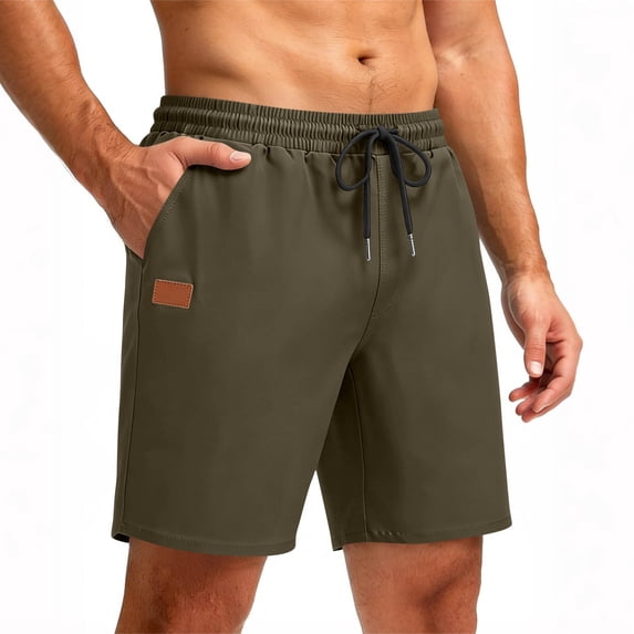 Nkmbld Mens Cargo Shorts Linen Relaxed Drawstring Shorts with Elastic Waistband Summer Casual Work Shorts