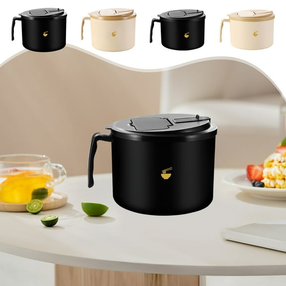 Nkmbld Microwave Bowl with Lids 304 Stainless Steel Large-Capacity Instant Sammy Bowl, College Dorm Room Essentials for Girls and Boys Apartment Essentials, Black