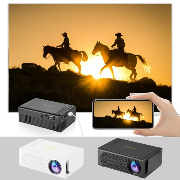 Nkmbld Mini Portable Projector with 4K Support, Home Theaters Wired Phone Same Screen Playback Supports 1080P Synchronize Smartphone Screen for Home Entertainment
