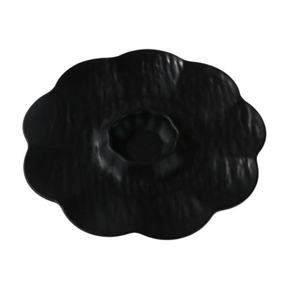 Nkmbld Modern Shape Dinnerware Dishes Set for Kitchen, Jiaozi Plates with Vinegar Plastic Snack Plates Commercial Frame Fry Shrimp Sushi Plates, Black