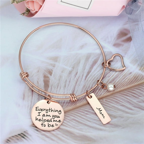 Nkmbld Mothers Day Gifts Bangle Bracelet From Daughter & Son Mom Birthday Gift From Kids Bangle Bracelet for Mom