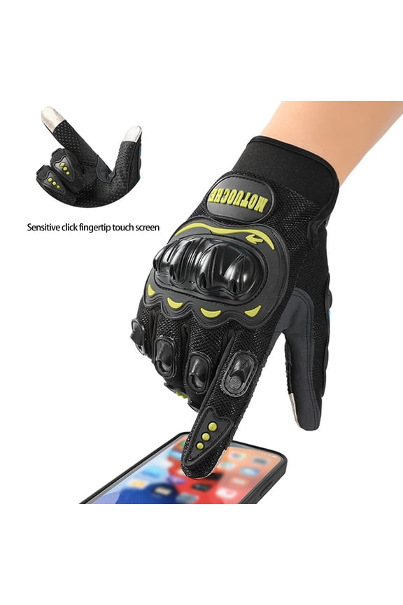 Motorcycle Gloves for Men and Women, Full Finger Touchscreen Motorbike Gloves for BMX ATV MTB Riding, Road Racing, Cycling, Climbing, Motocross, Yellow